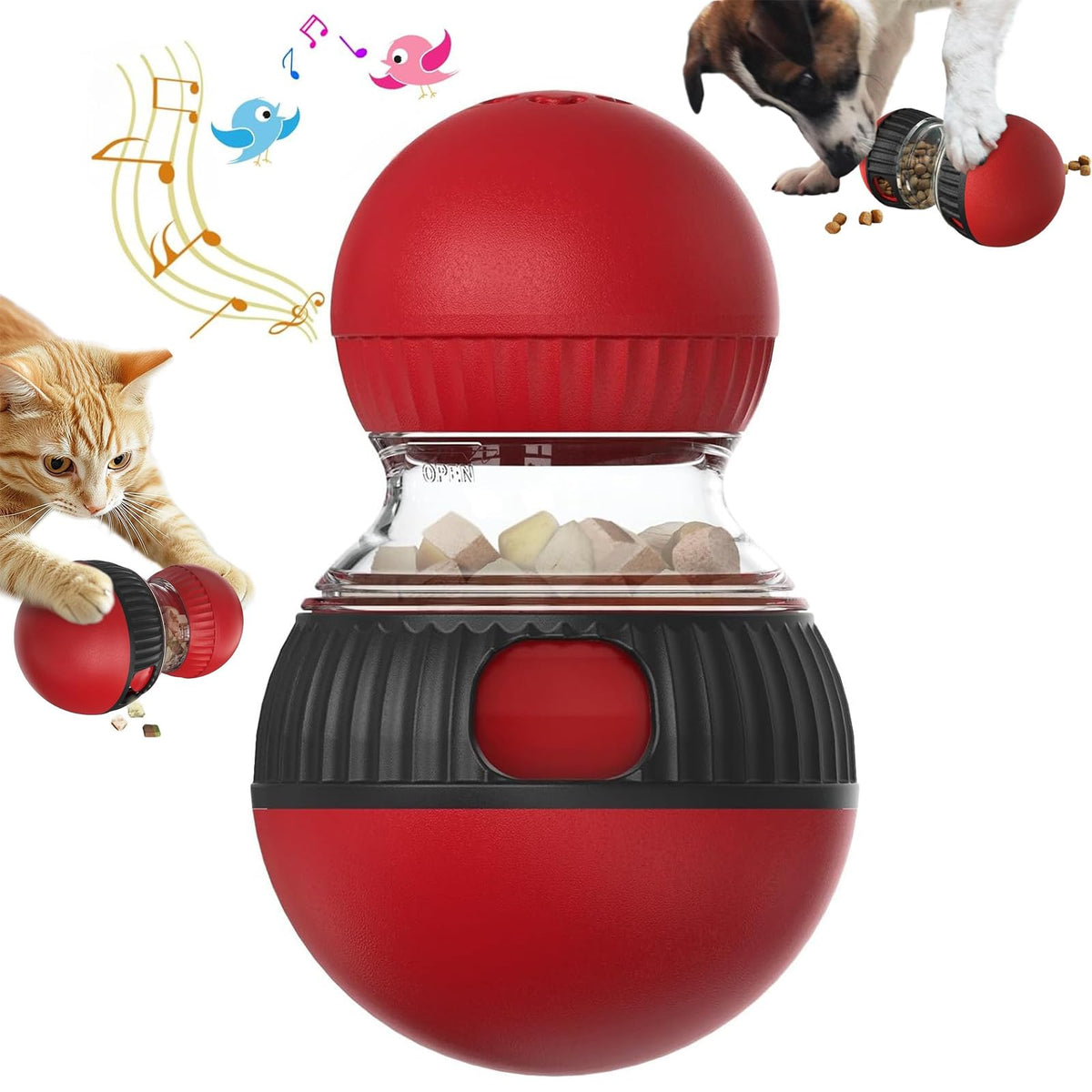 RUIDAY treat-dispensing toy front view engages dogs during solo play.