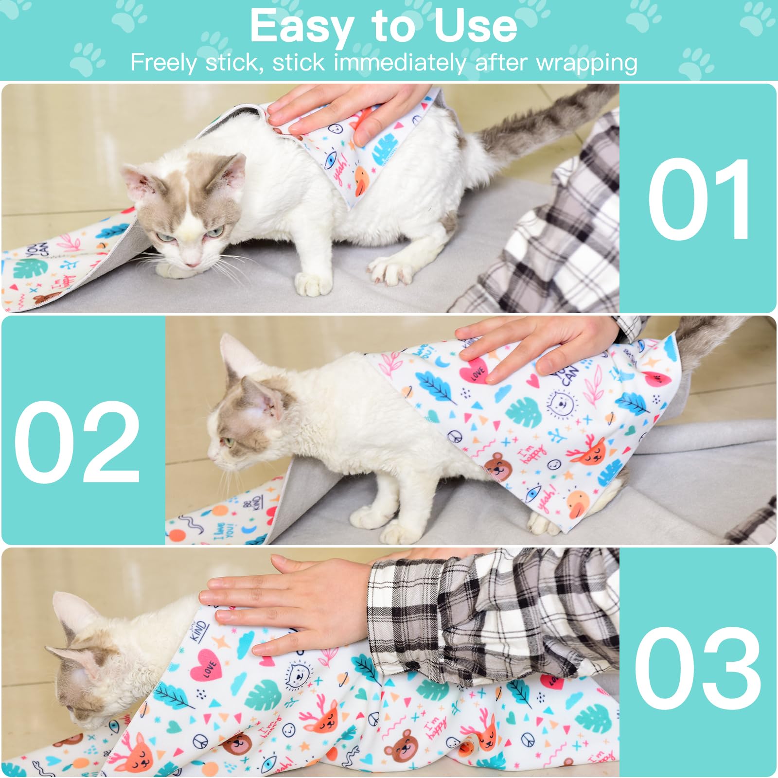 Ruiliangai multi-size fit illustration shows different cat sizes.