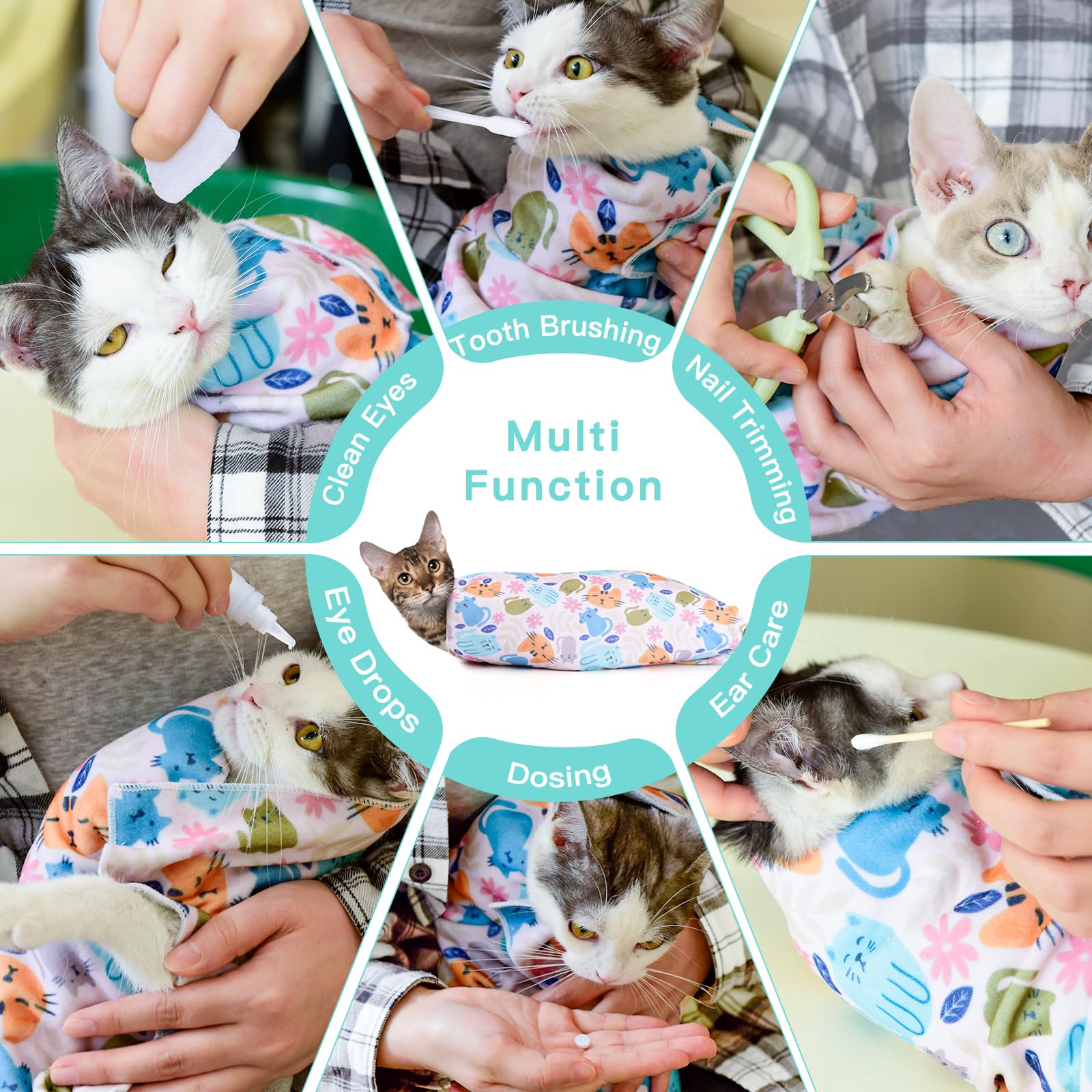 Ruiliangai cat wrap shows diverse patterns and sizes for a snug, adjustable fit.