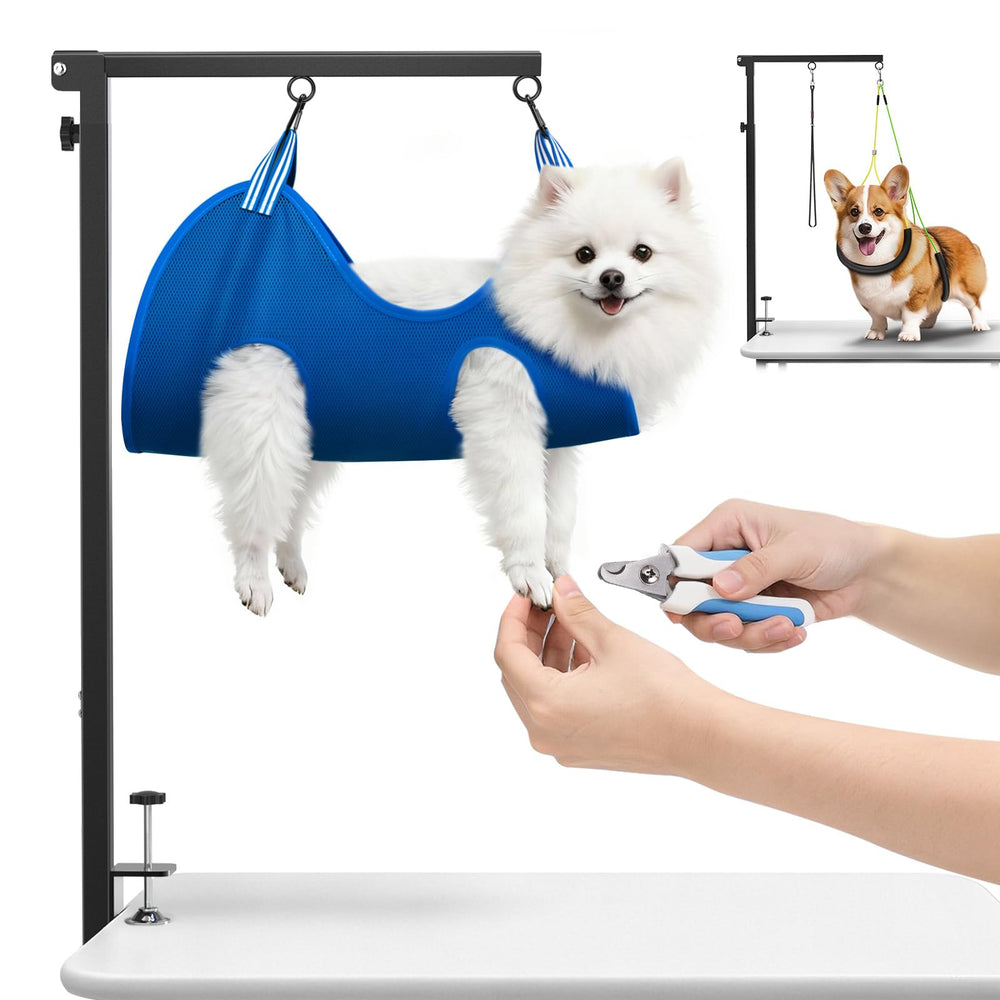 Ruiony dog grooming arm clamp on table for stability during home grooming