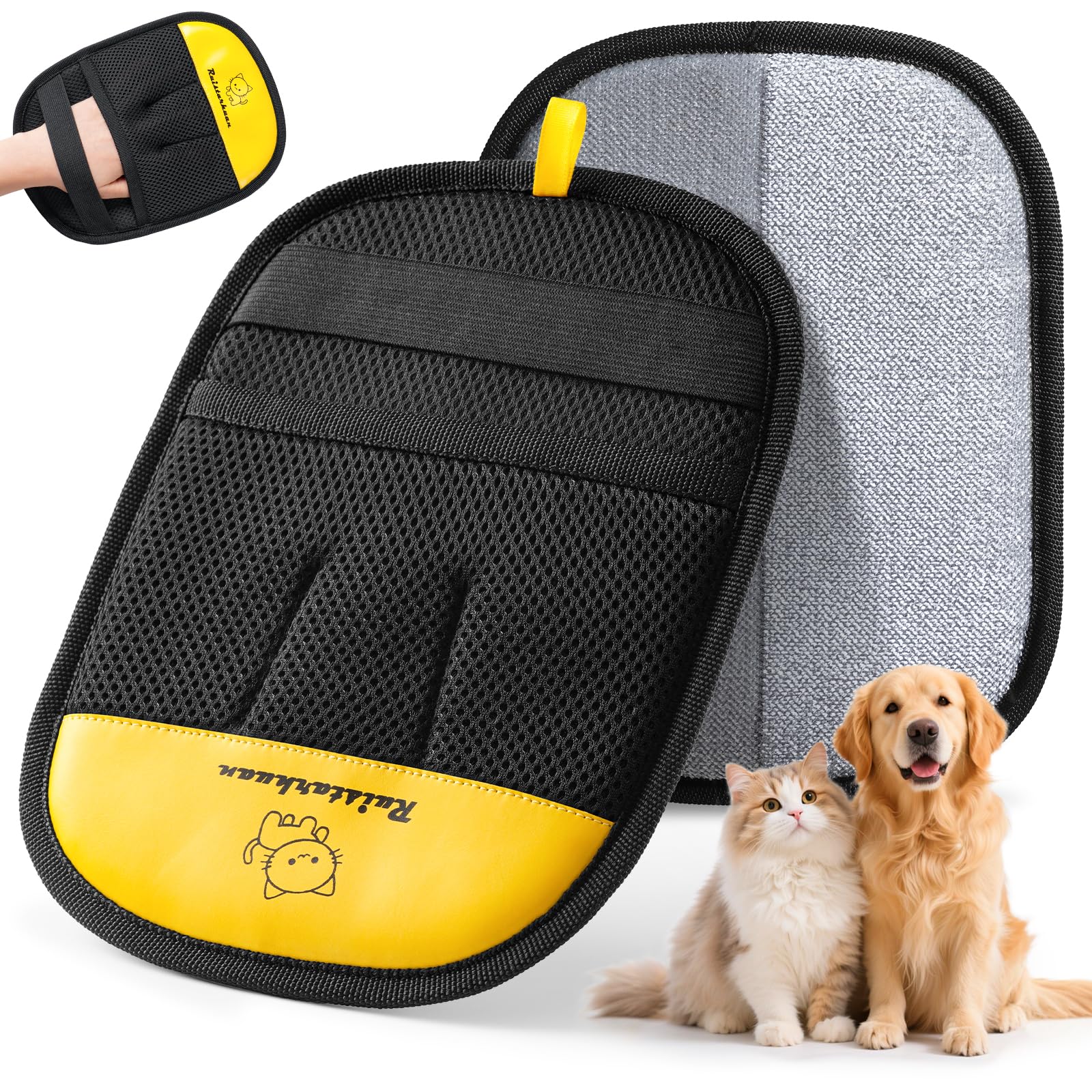 Ruistarhuan pet hair removal glove worn on hand for quick cleanup