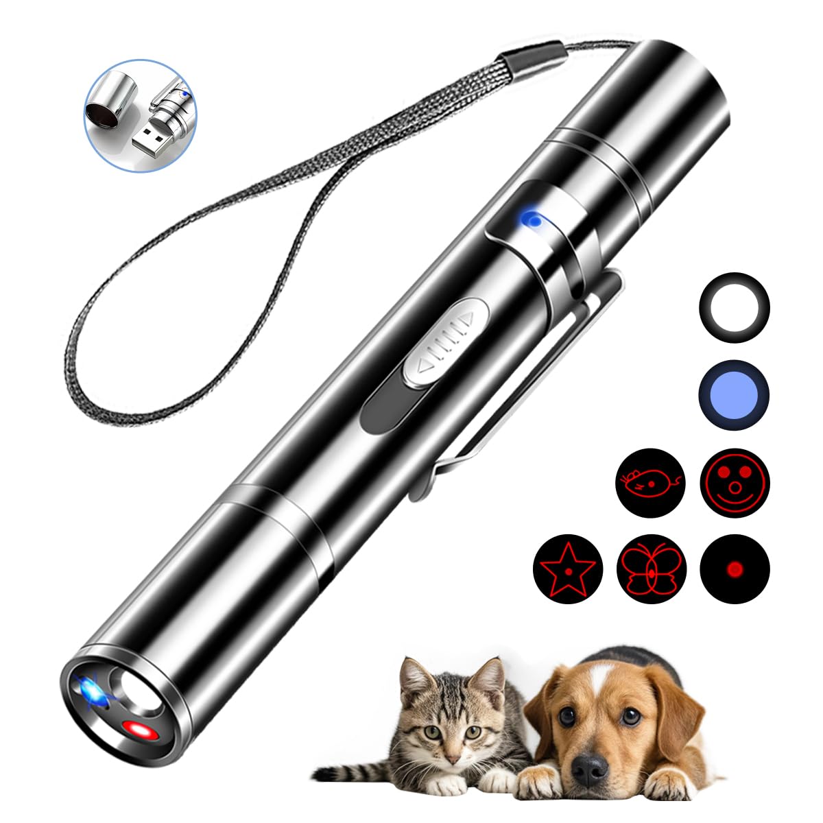 Rumcut laser pointer cat toy with star-pattern beam boosts indoor play and exploration.