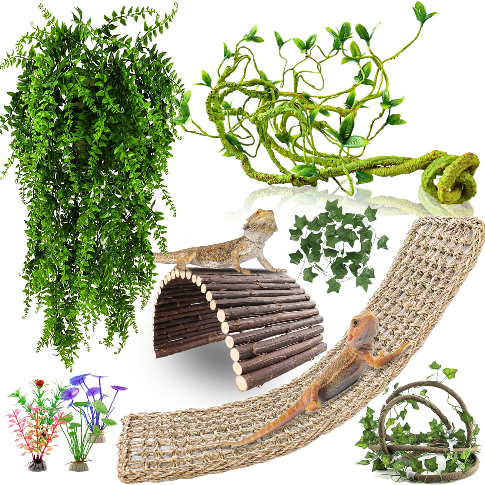 RUNANIA bearded-dragon-hammock cozy retreat supports climbing and enrichment for reptiles.