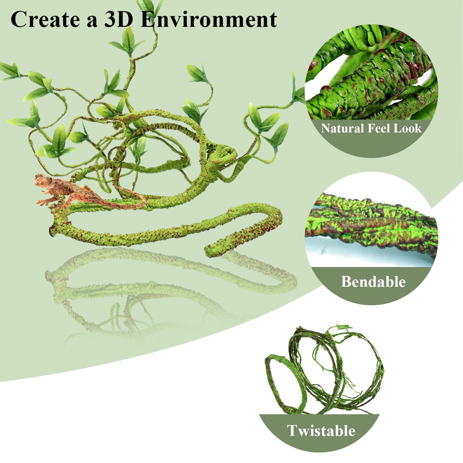 RUNANIA reptile-hanging-plant adds visual depth and privacy for hiding spots.