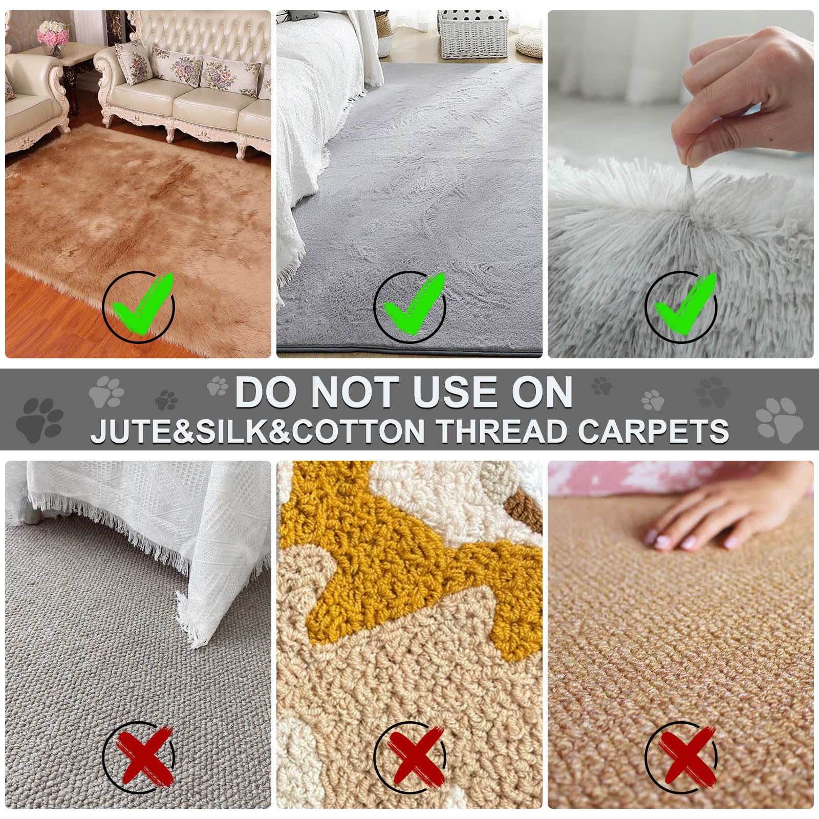 Rundik carpet rake works on carpets, rugs, and mats.
