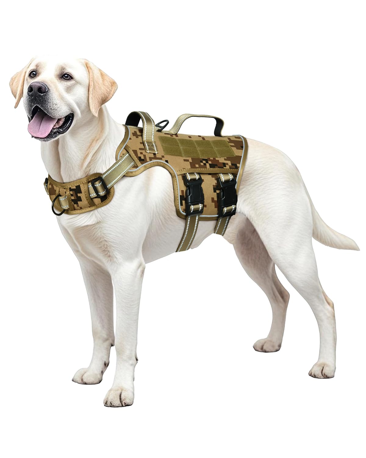 RunFido harness front view with quick-release design for easy outfitting during walks.