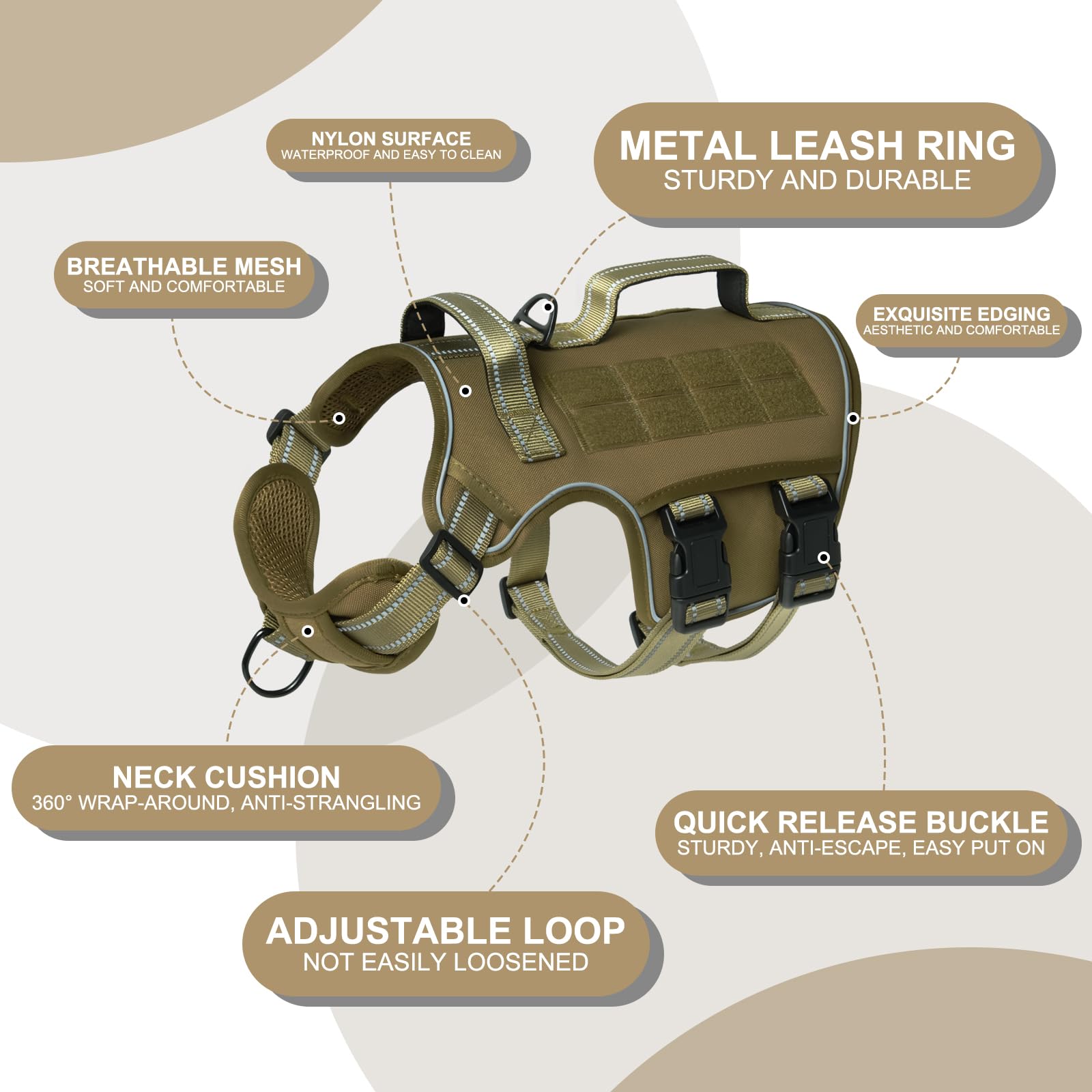 RunFido rear leash ring ideal for casual walking, jogging, or hiking