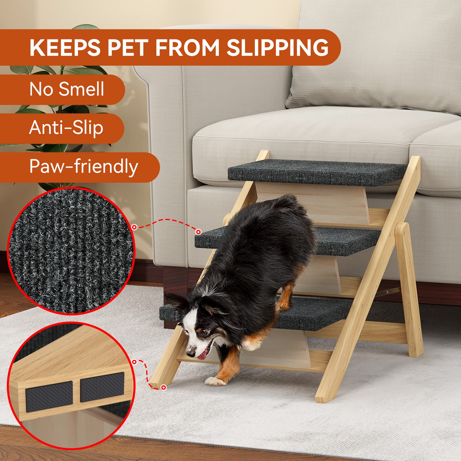 RunLexi non-slip fabric steps soft surface helps paws grip during climbs