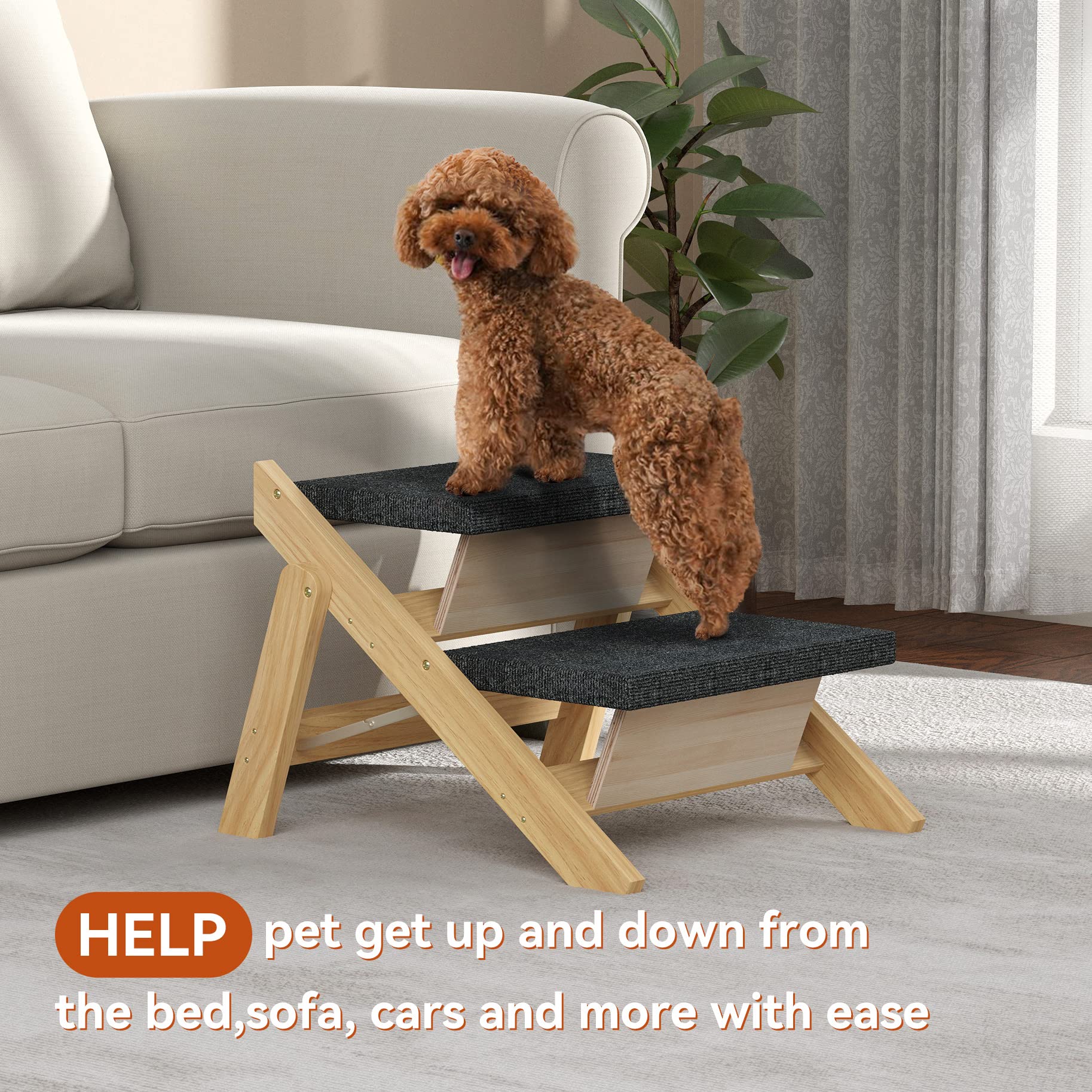 RunLexi pet stairs feature wide steps for comfortable standing and climbing