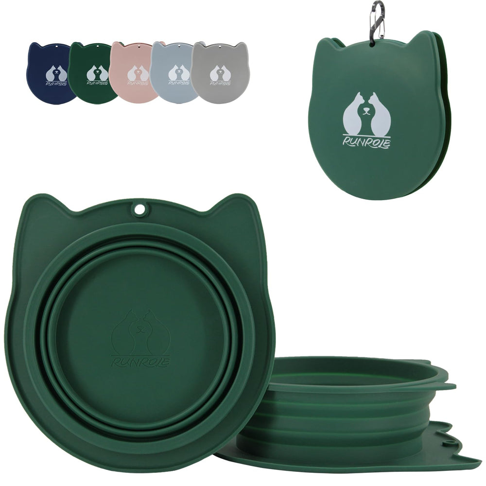 RUNROLE 2-in-1 collapsible bowls forest green for travel and on-the-go hydration.