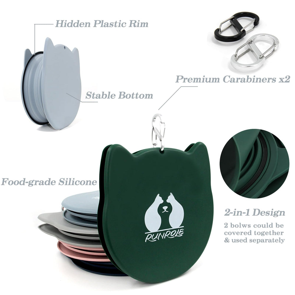 RUNROLE detachable bowls with carabiners for easy carrying and separate use.