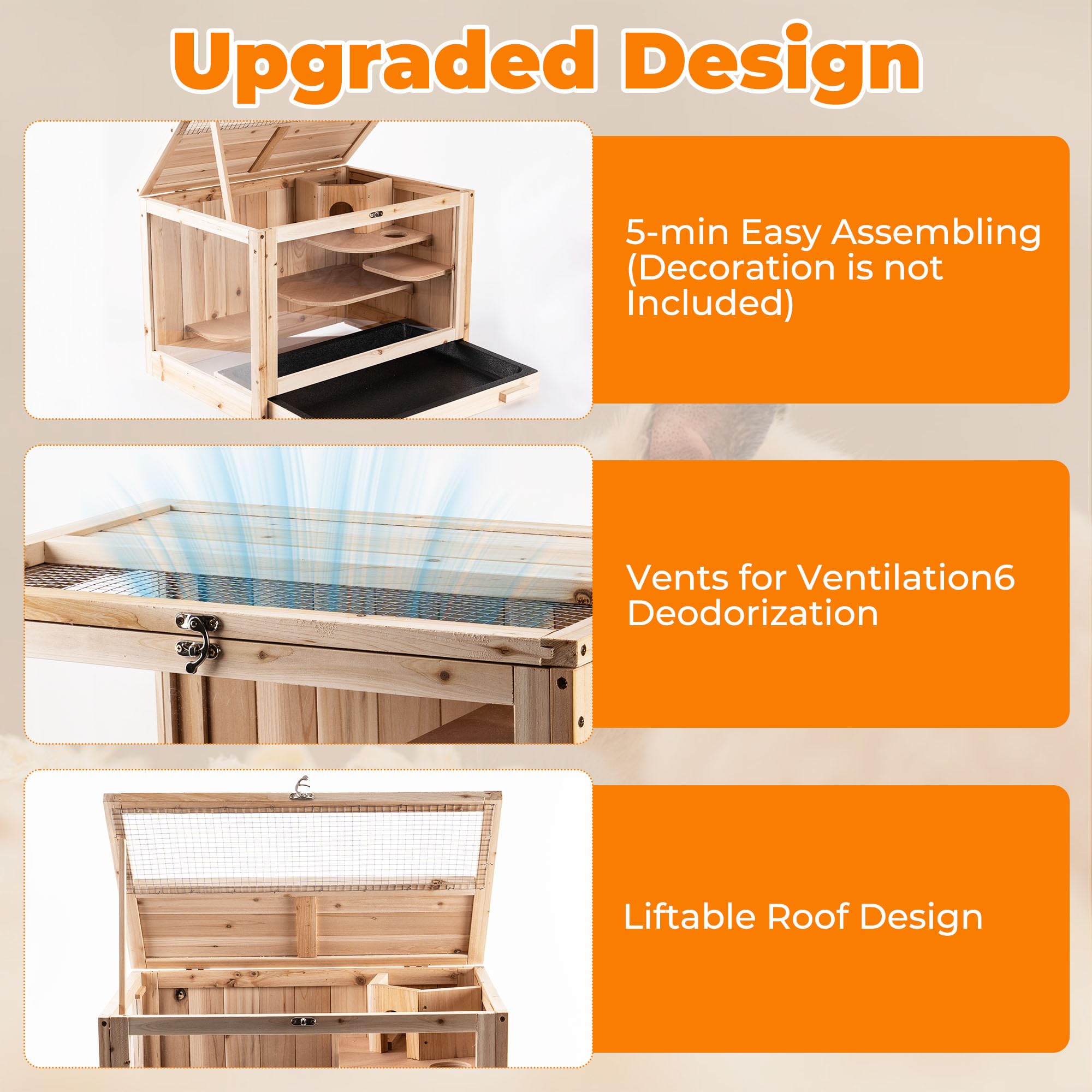 RUNSHED hamster cage anti-cat design with top ventilation for safety