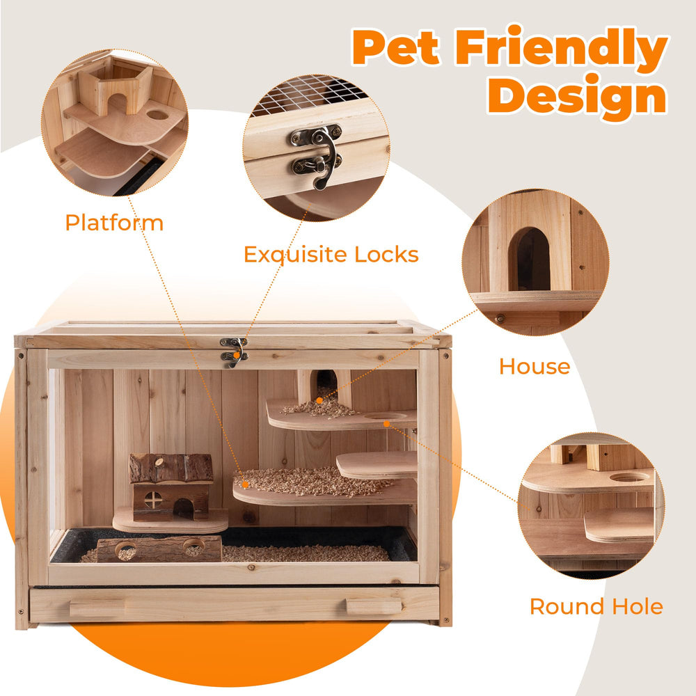 RUNSHED hamster cage openable top for easy feeding and interaction