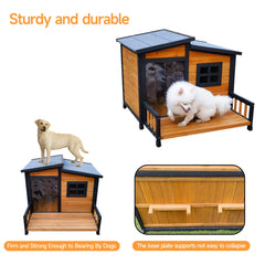 RUNSHED large dog house elevated-floor design demonstrates flood-prevention capability.