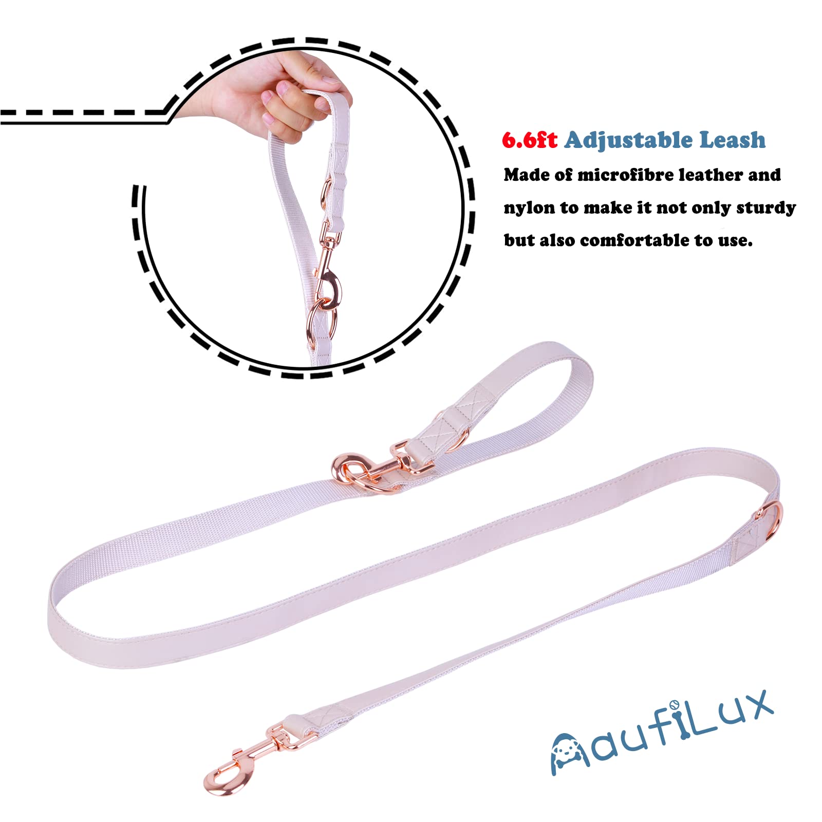 Runwing 360-degree rotating clasp on leash reduces tangling during quick turns.