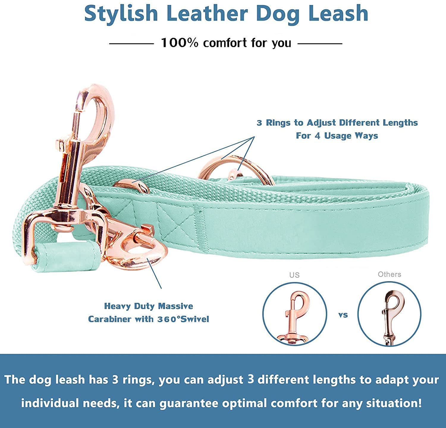 Runwing adjustable leash with three lengths for flexible access
