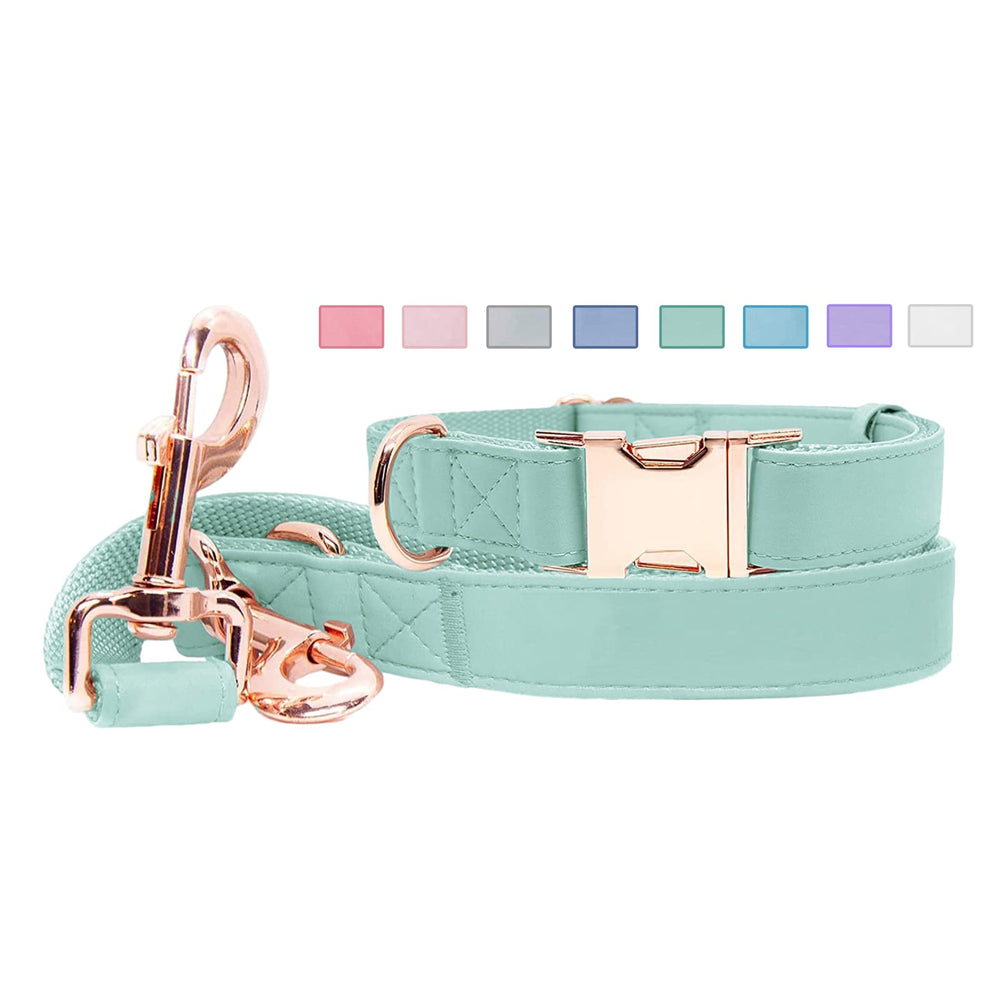 Runwing soft leather dog collar in mint green for comfortable daily wear
