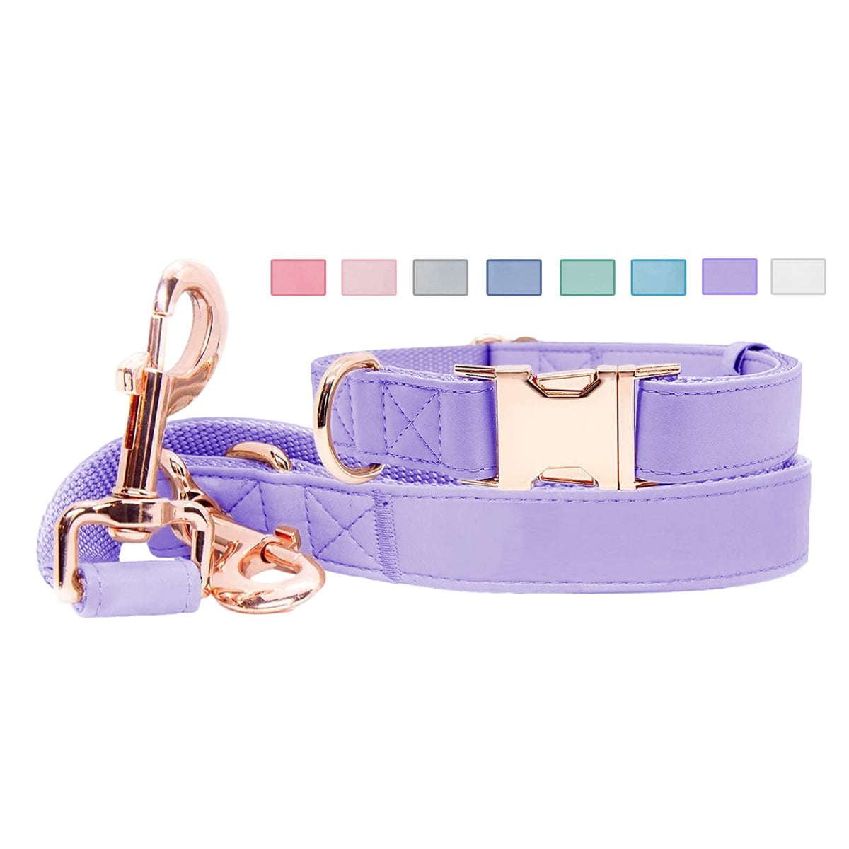 Runwing soft leather dog collar with rose gold buckle for premium comfort.