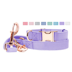 Runwing soft leather dog collar with rose gold buckle for premium comfort.