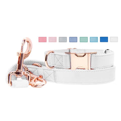 Runwing soft leather dog collar close-up with rose-gold buckle for stylish daily walks