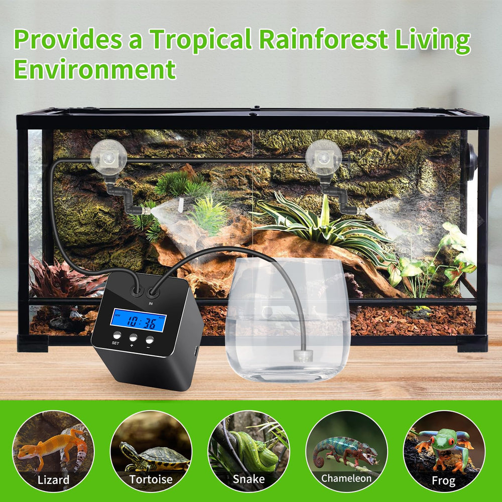 RUNWUSHENG Reptile Mister System automatic timing display showing next run time for easy scheduling