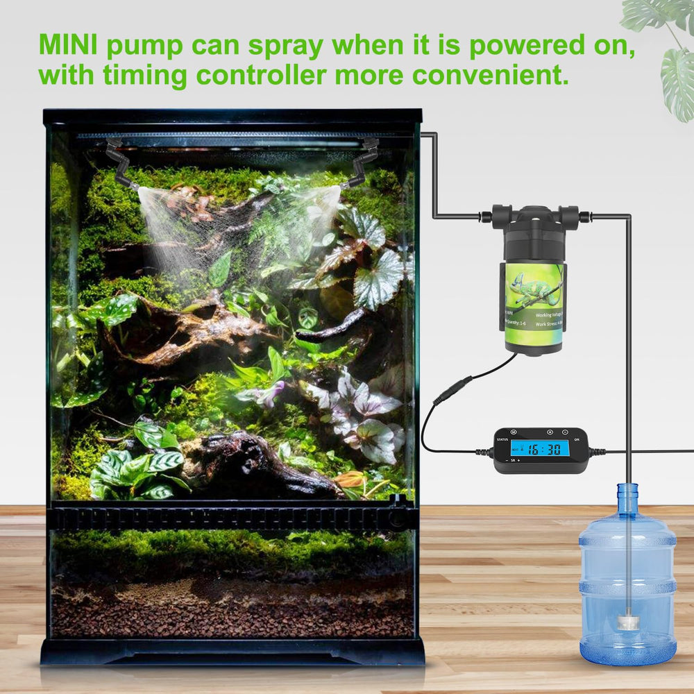 RUNWUSHENG reptile mister system timer-display demonstrates easy scheduling of misting cycles