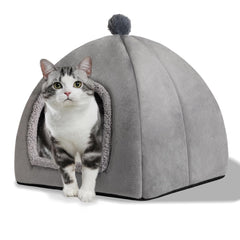 RUONARIER cat bed cave interior view offers cozy hideaway and warm lining.