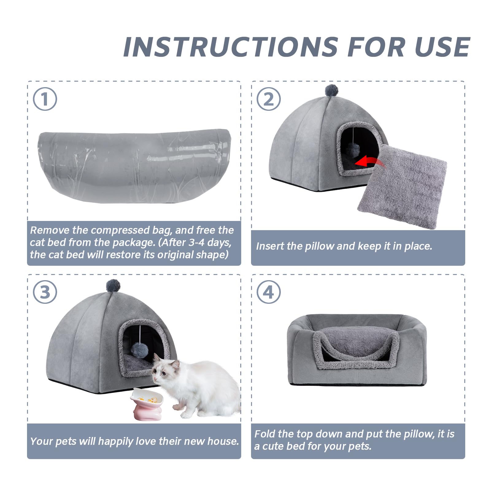 RUONARIER cat bed cave velvet cover close-up highlights soft, scratch-resistant comfort.