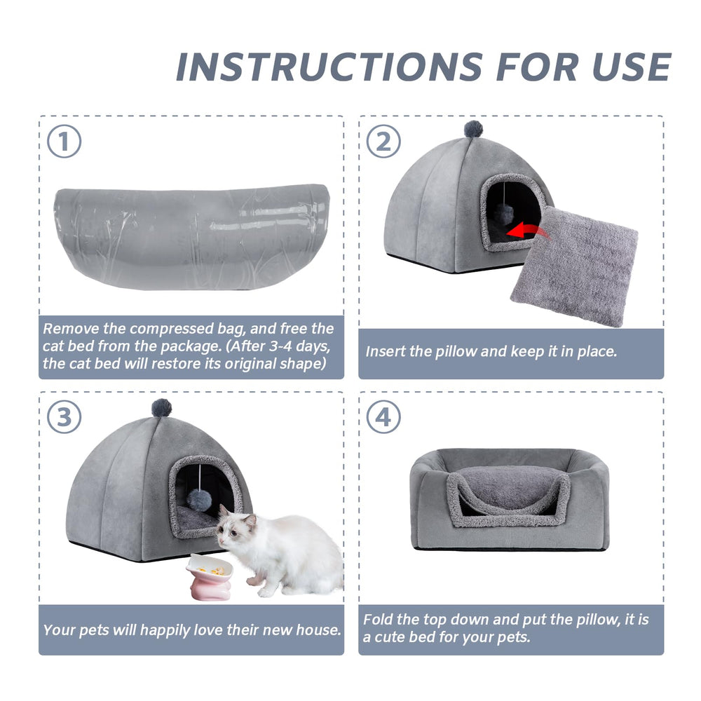 RUONARIER cat bed cave velvet cover close-up highlights soft, scratch-resistant comfort.