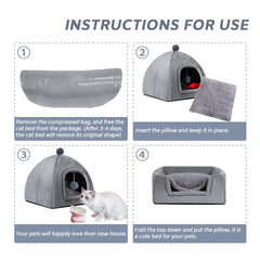 RUONARIER cat bed cave velvet cover close-up highlights soft, scratch-resistant comfort.