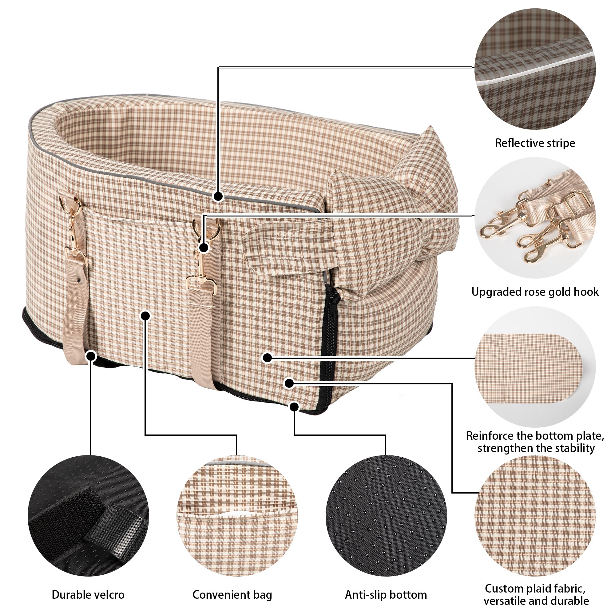 RUONARIER center-console dog seat detachable cover simplifies cleaning after trips.