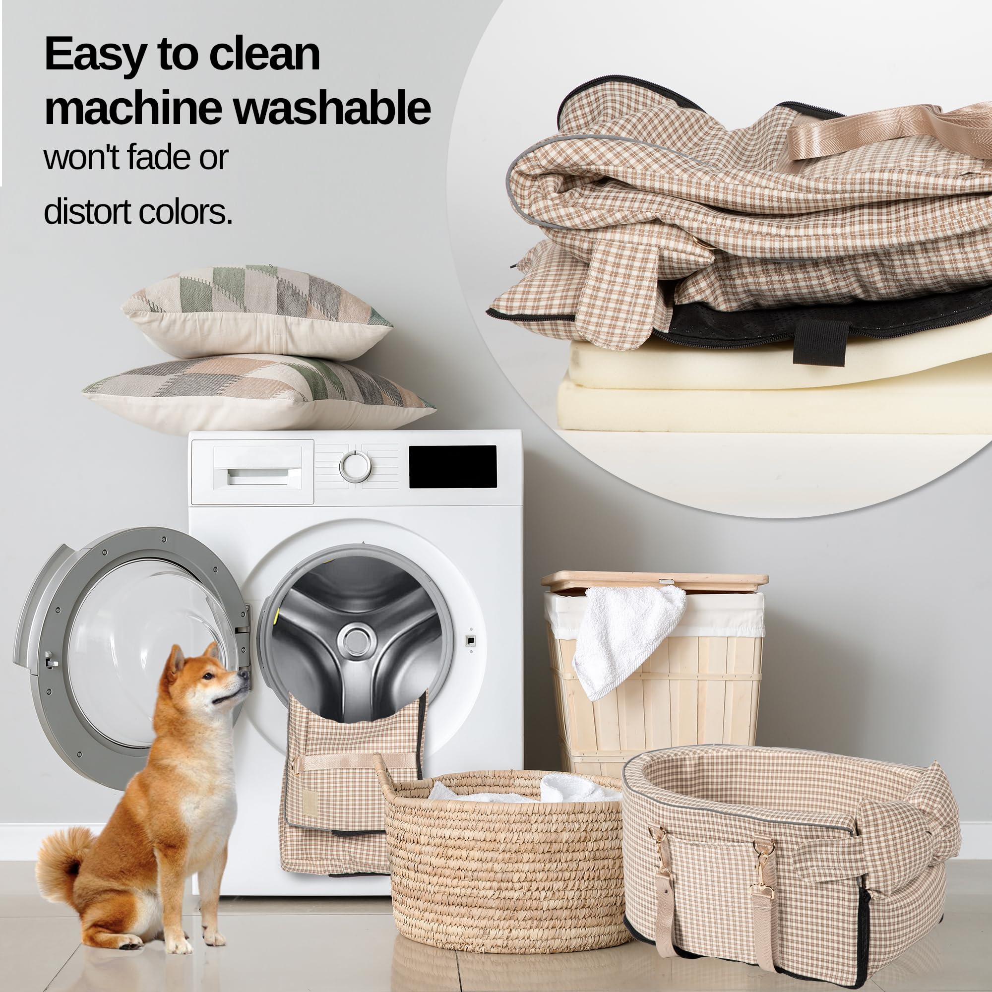 RUONARIER center-console dog seat with plastic support plate enhances stability.