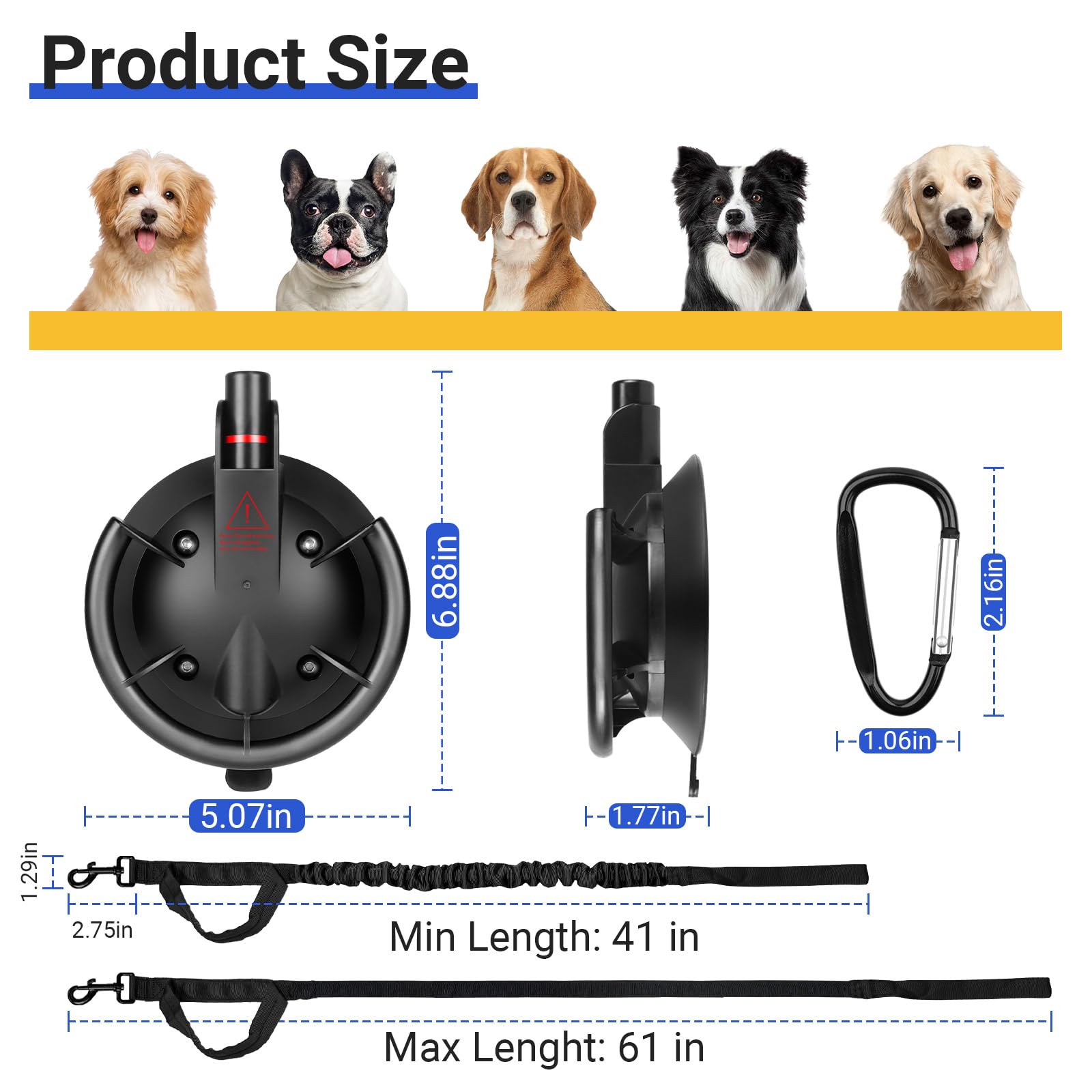 Ruppence tether leash high elasticity keeps dogs steady during bath.