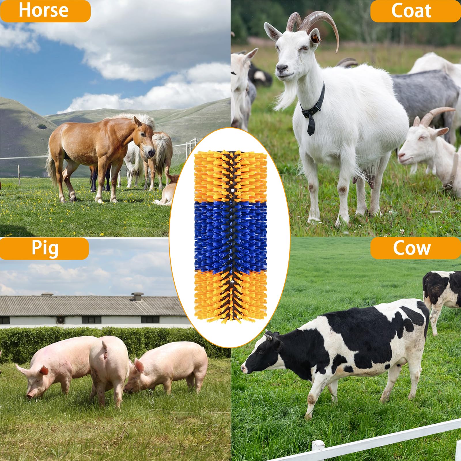 RUSIW livestock scratch brush packaging shows two-pack value.