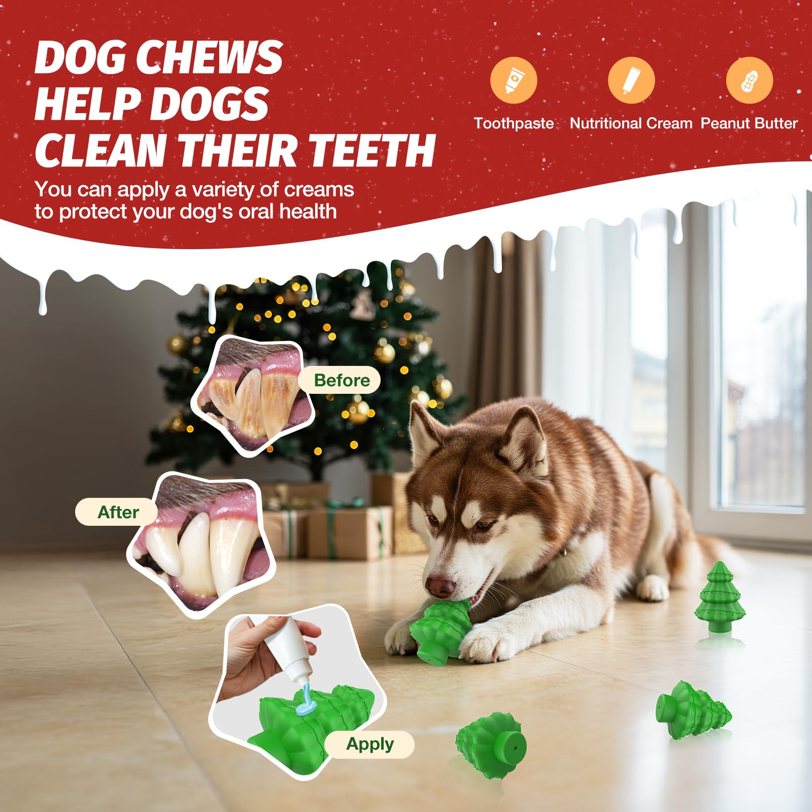 RUXAN 100% natural rubber, durable chewing material.