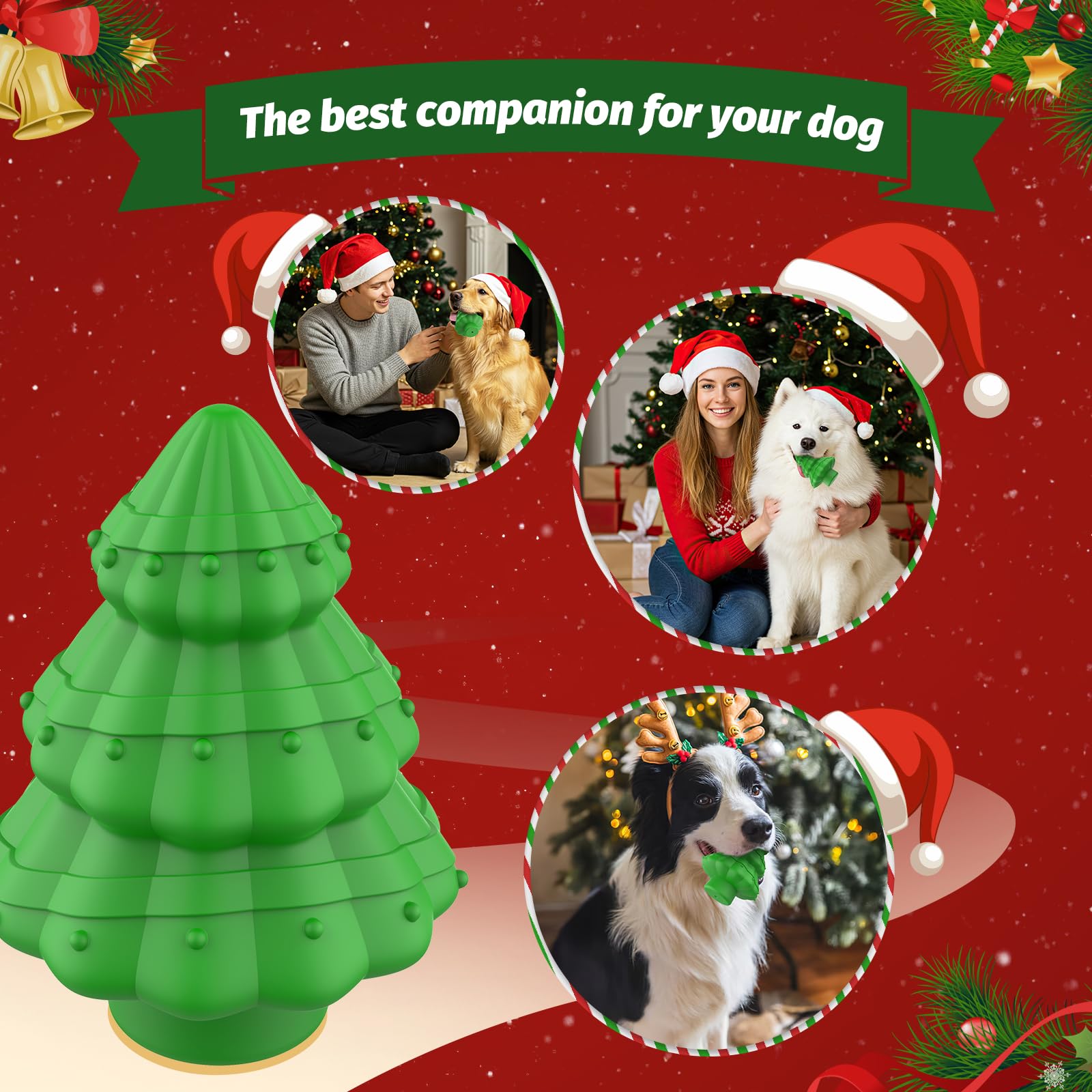 RUXAN Christmas Tree Toy in use by a large dog.