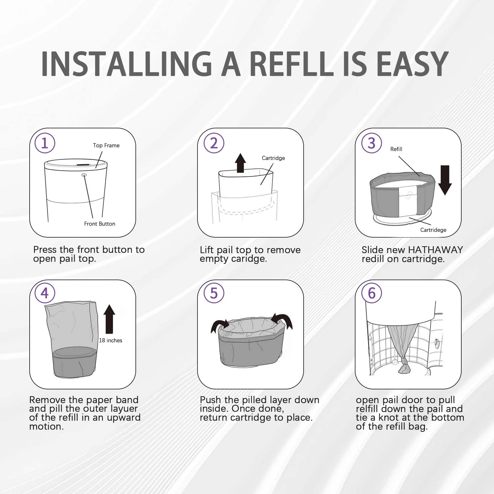 RUZAKO easy-to-use bags with cut-to-size lines for minimal waste.