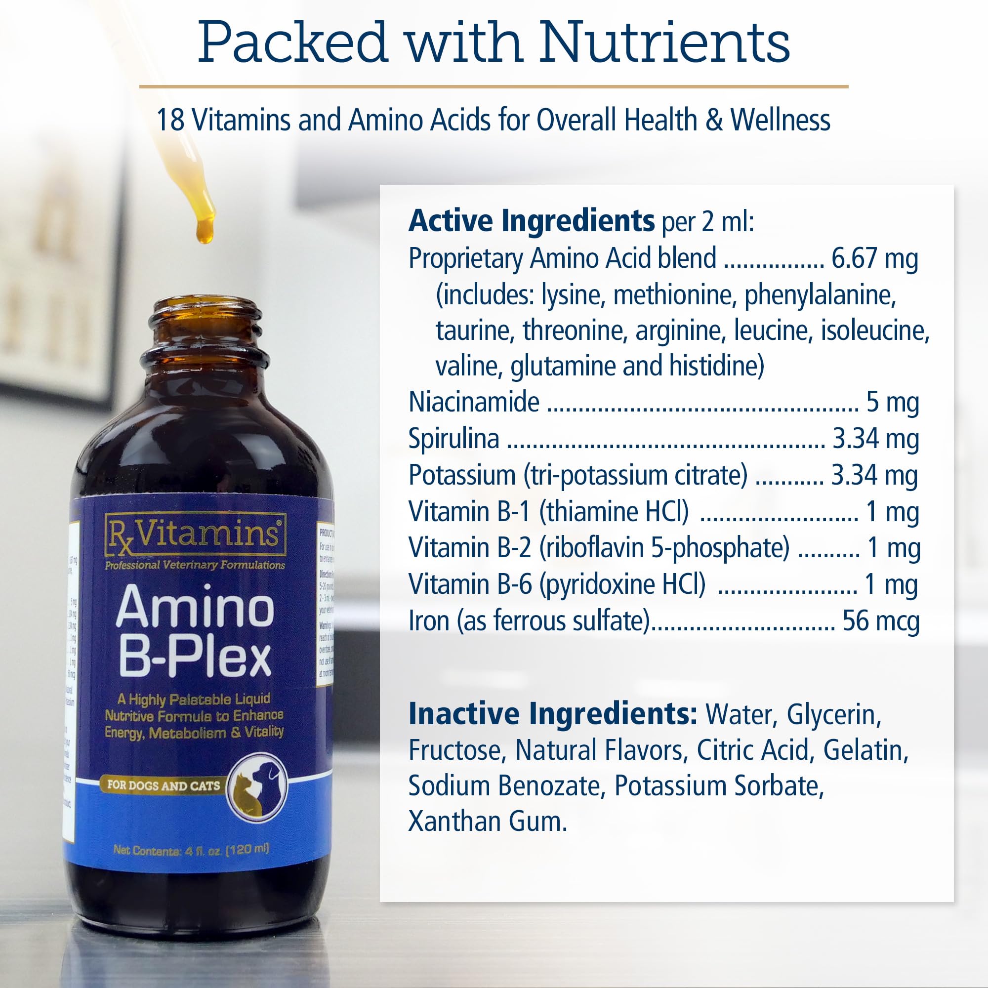 Rx Vitamins Amino B Plex bottle with spoon showing appetite boost possibility