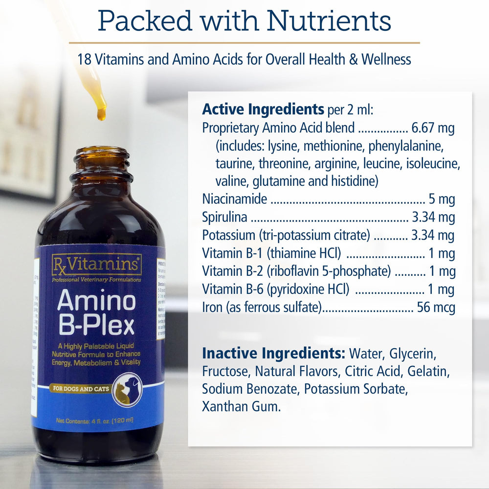Rx Vitamins Amino B Plex bottle with spoon showing appetite boost possibility