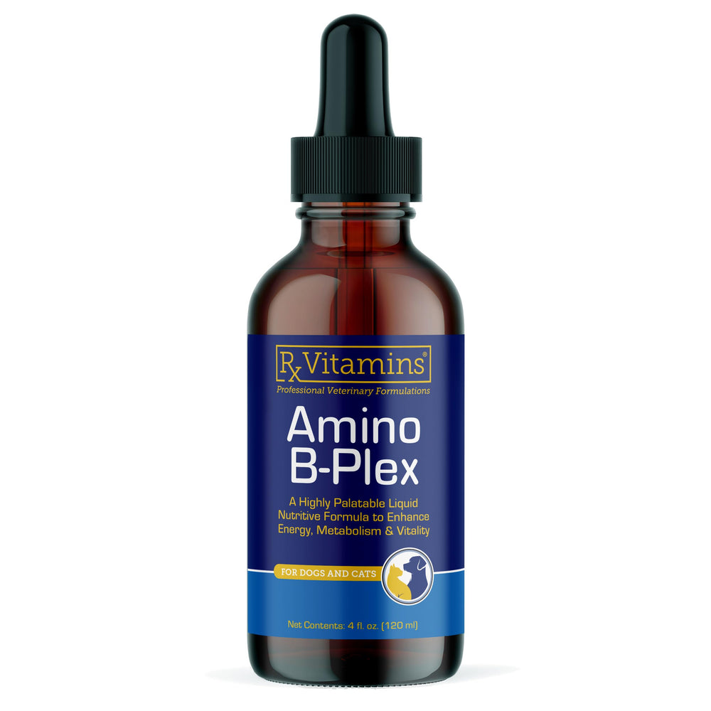 Rx Vitamins Amino B Plex bottle pour enables easy dosing for pets