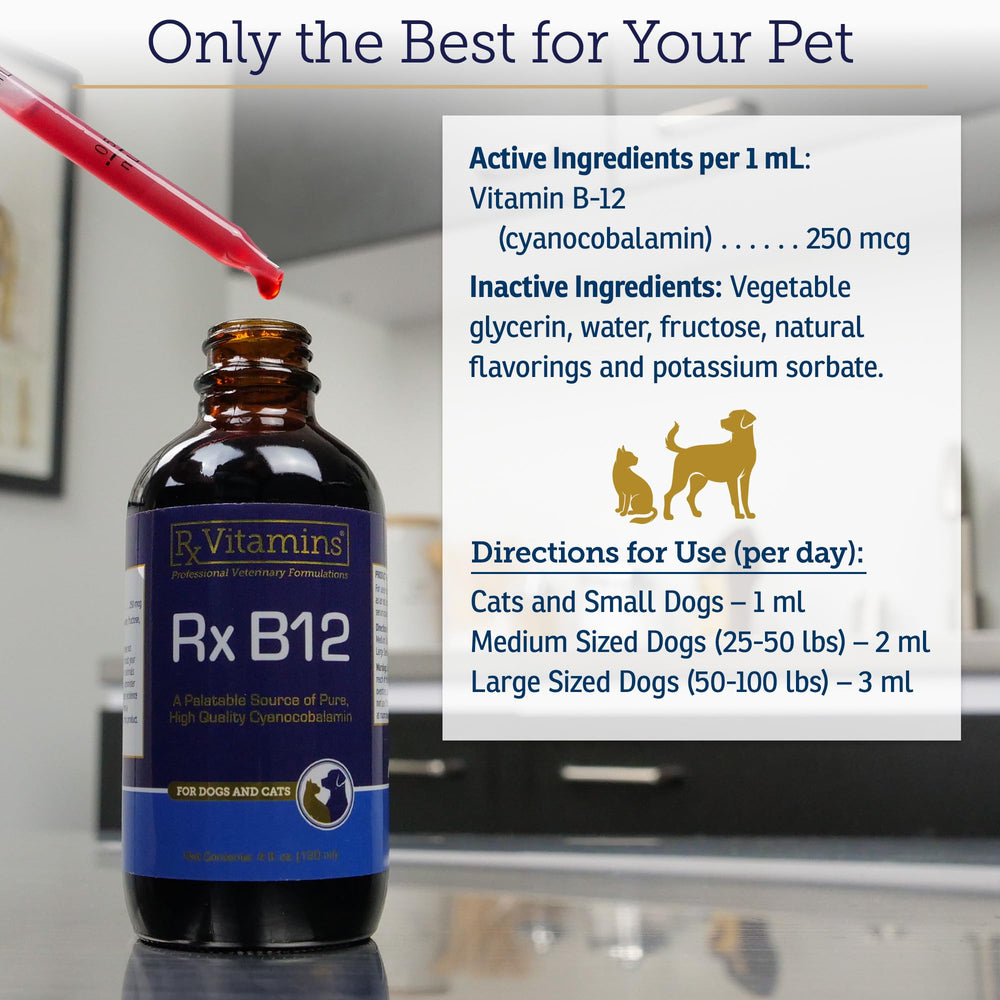 Rx Vitamins B12 measure device dispensing precise daily dose.