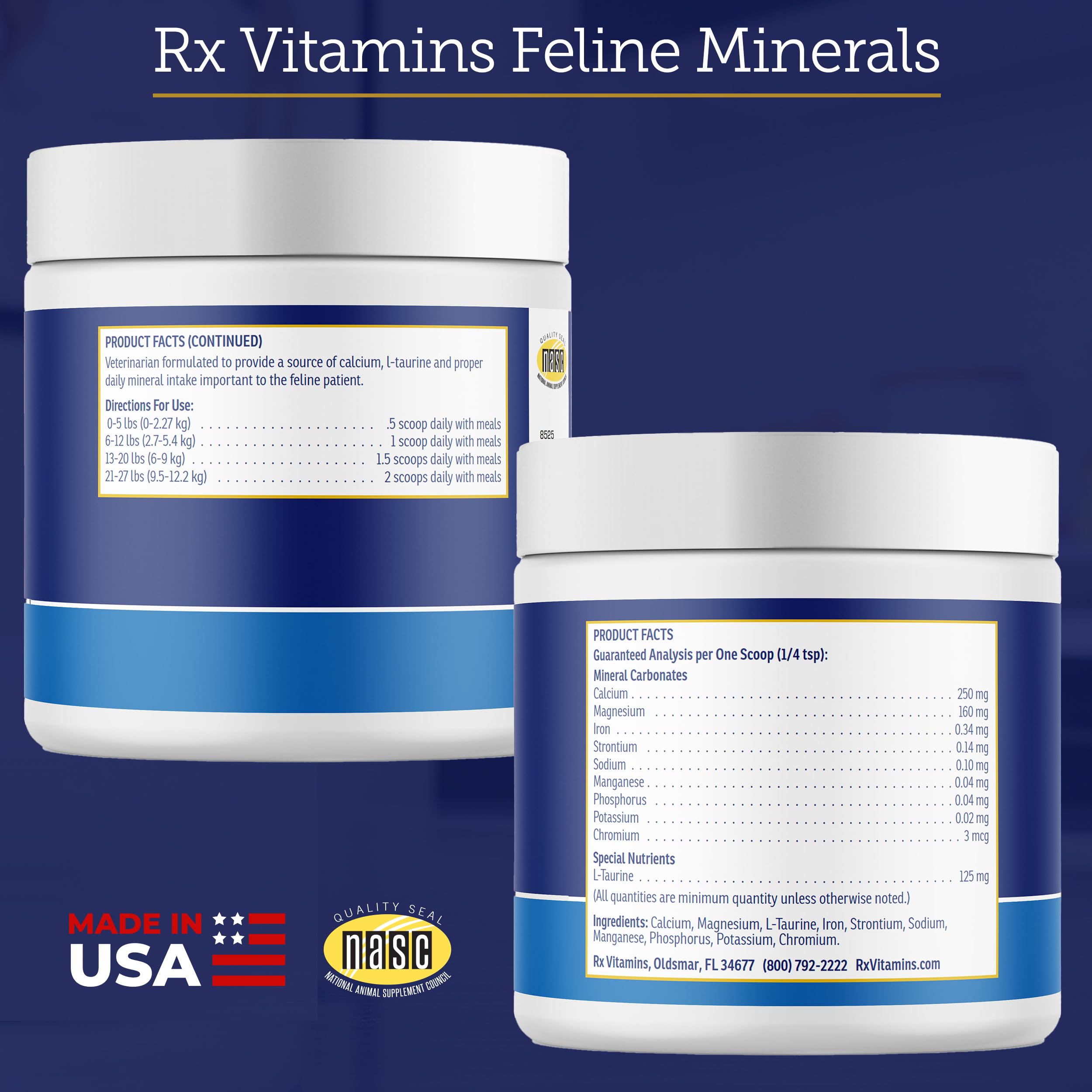 Rx Vitamins Feline Minerals senior cat image implies age-appropriate support for older felines