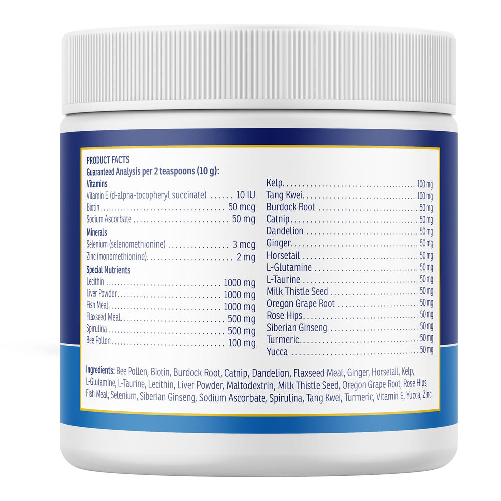 Rx Vitamins Nutritional Support cat meal-time serving on a cat dish.