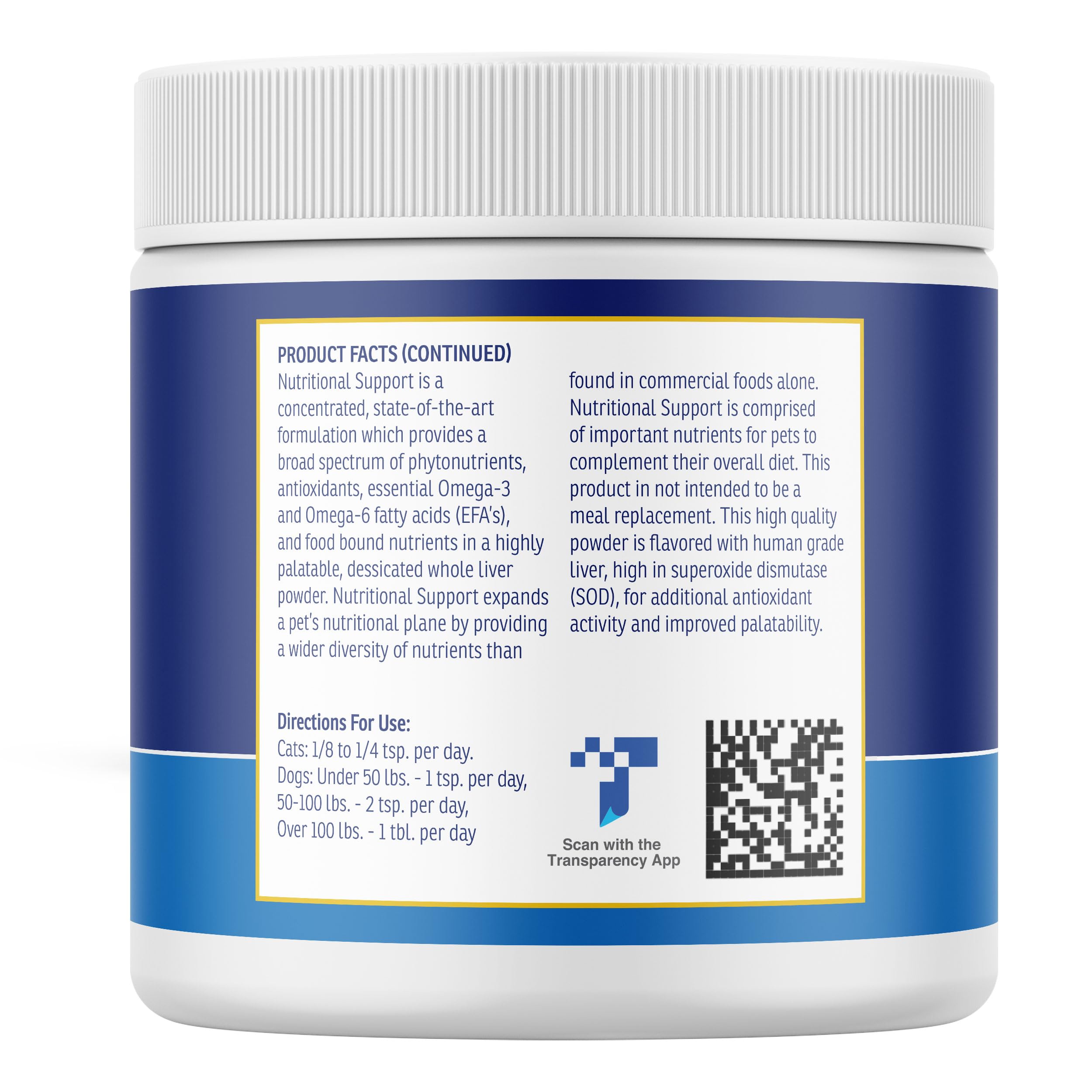 Rx Vitamins Nutritional Support tub-scene with scoop for daily use.