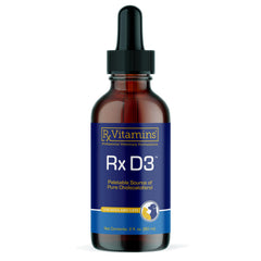 Rx Vitamins Rx D3 bottle and drops support calcium absorption for healthy bones.