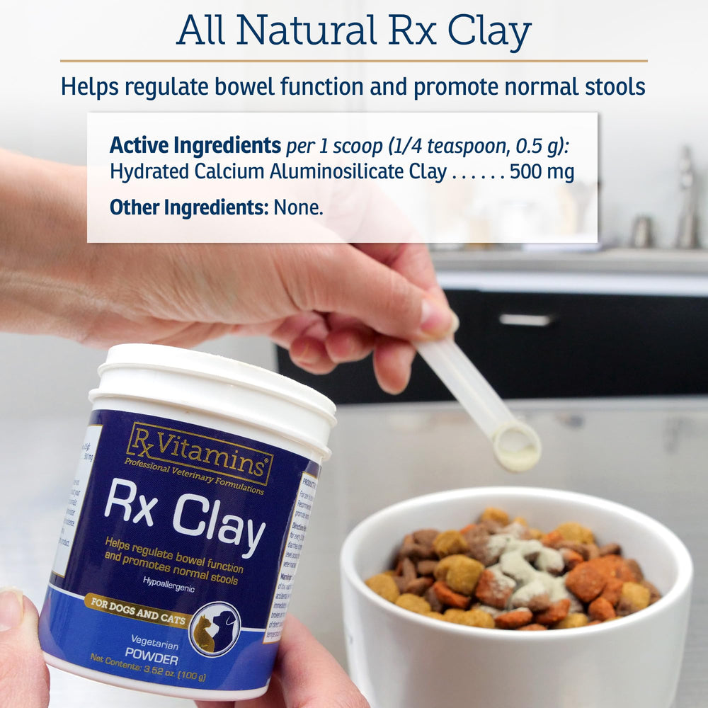 Rx Vitamins RX Edible Clay Powder science graphic illustrating detox support.
