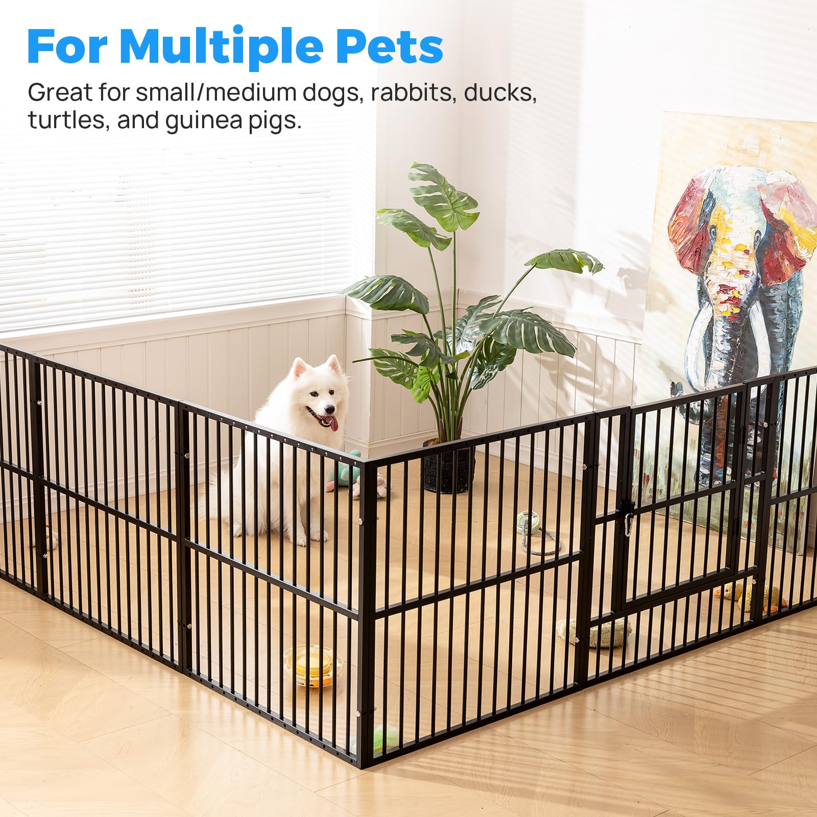 RYpetmia dog playpen interior space layout reveals nesting and toy areas.