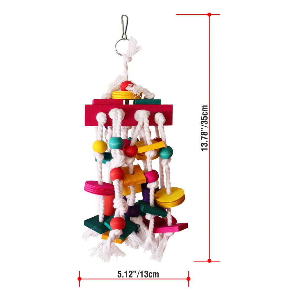 Rypet Bird Chewing Toy in cage view highlights climbing and exploration