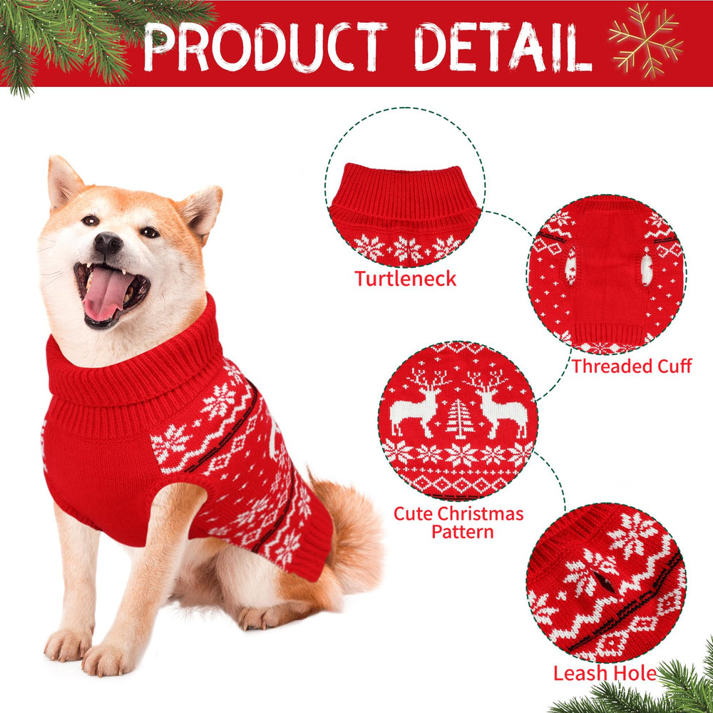 Rypet dog Christmas sweater pullover knit for easy dressing.
