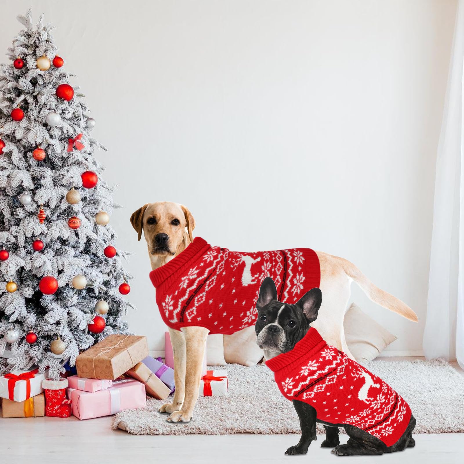 Rypet dog Christmas sweater with snowflake design for cozy holidays.
